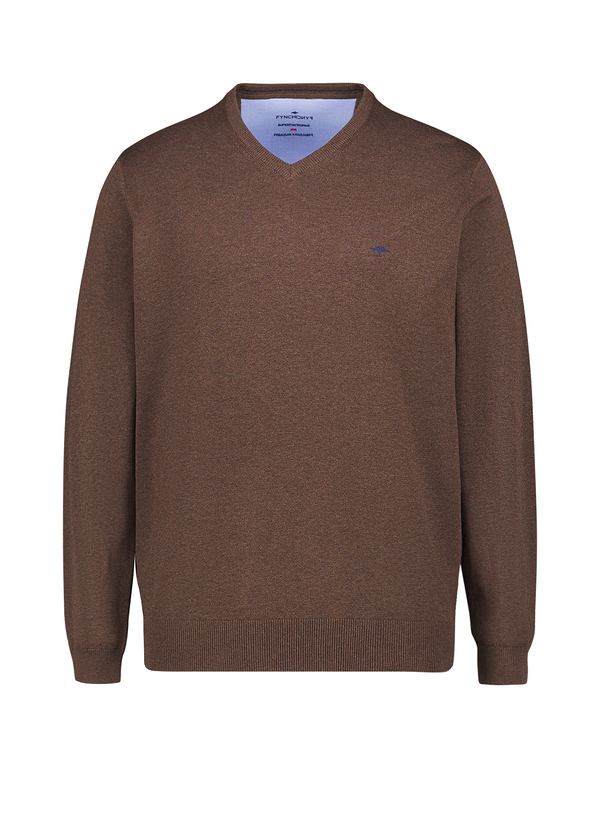 Pullover, Baumwolle, braun meliert