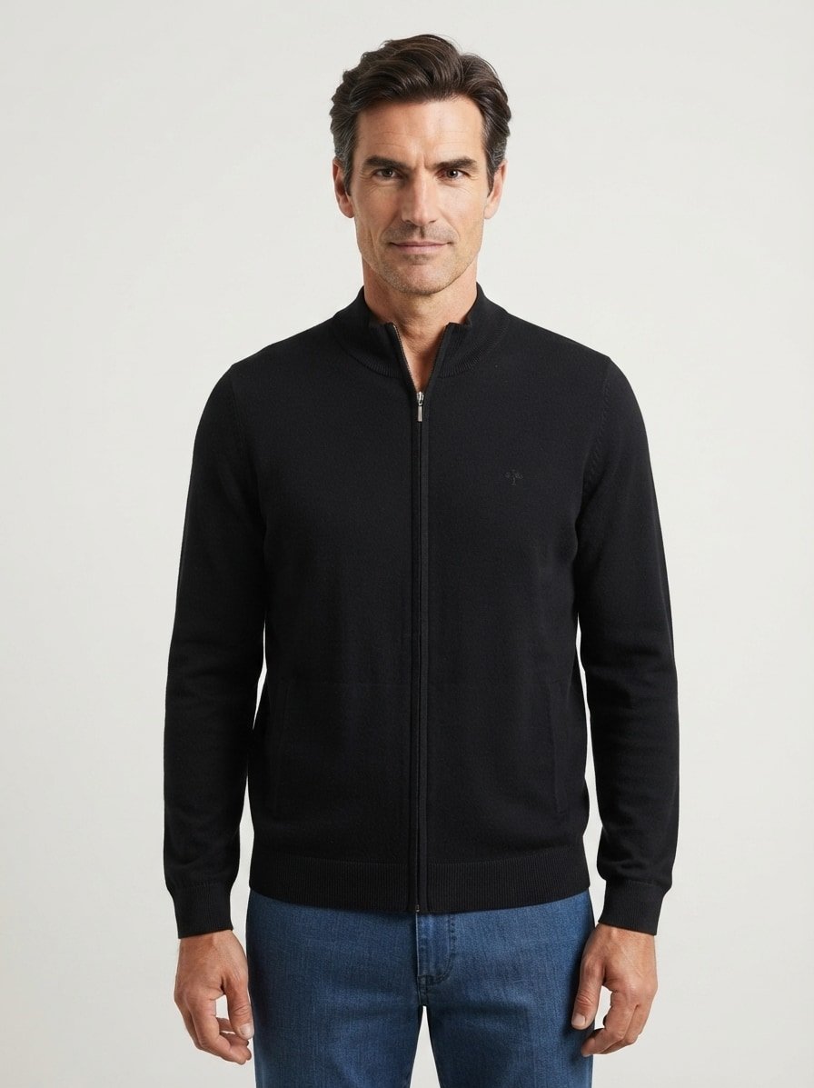 Cardigan, Baumwolle, schwarz