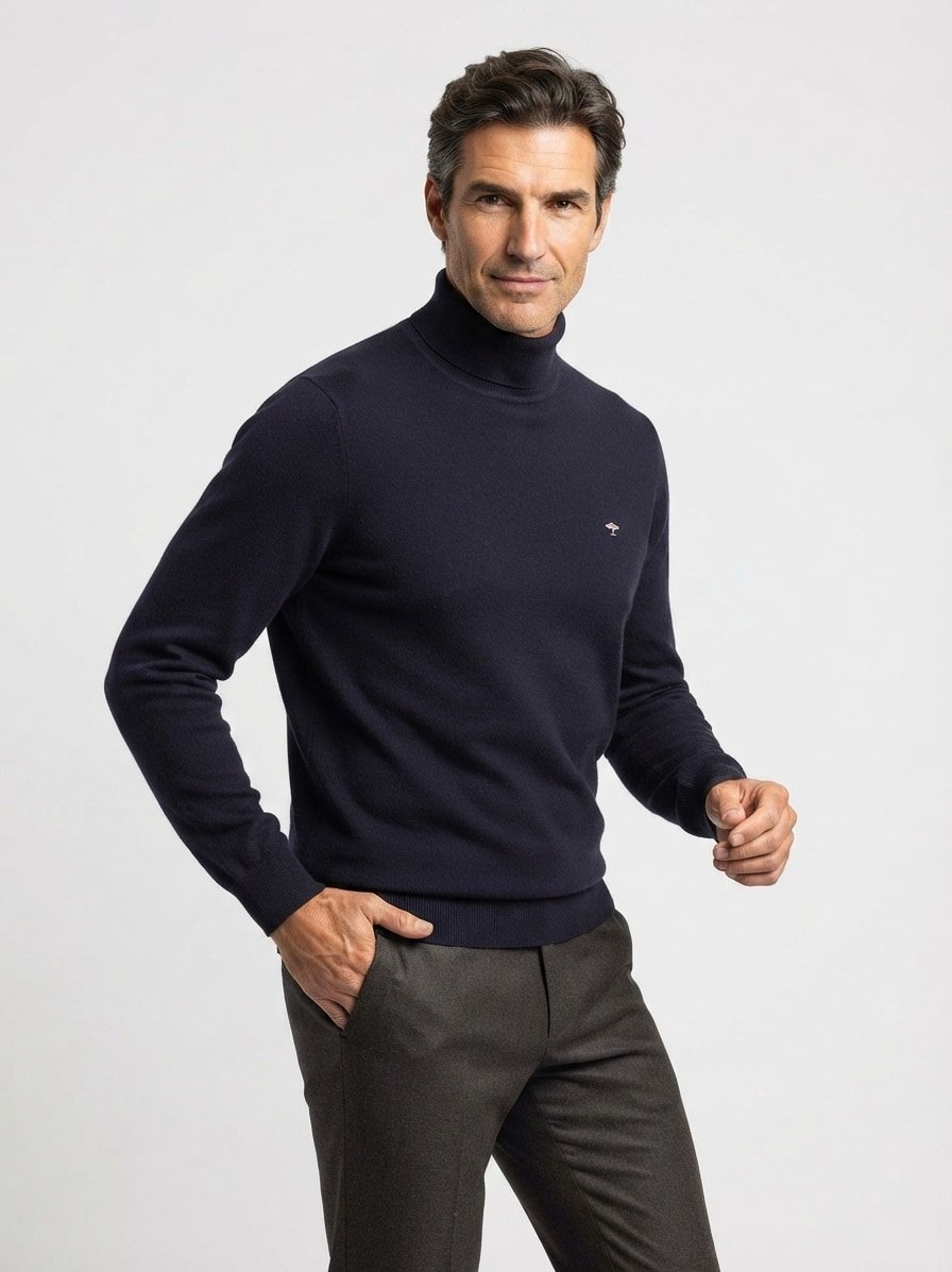Pullover, Baumwolle, navy meliert