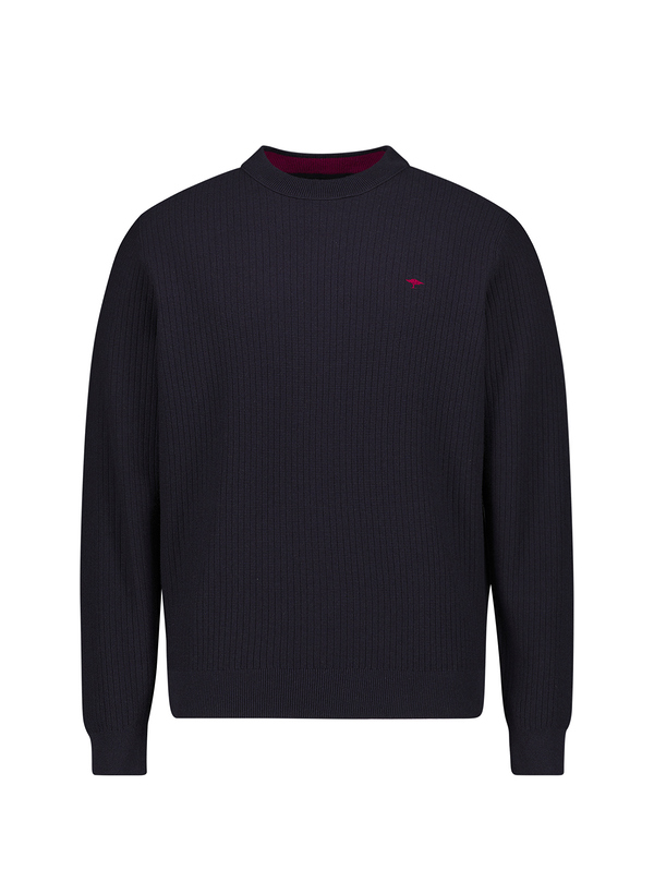 Pullover, Baumwolle, navy strukturiert