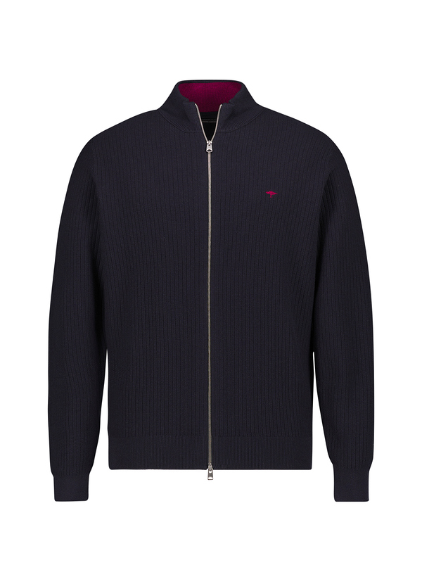 Cardigan, Baumwolle, navy strukturiert