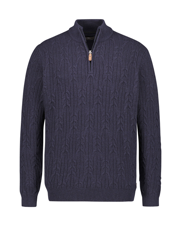 Fynch-Hatton Herren Troyer blau Baumwolle unifarben