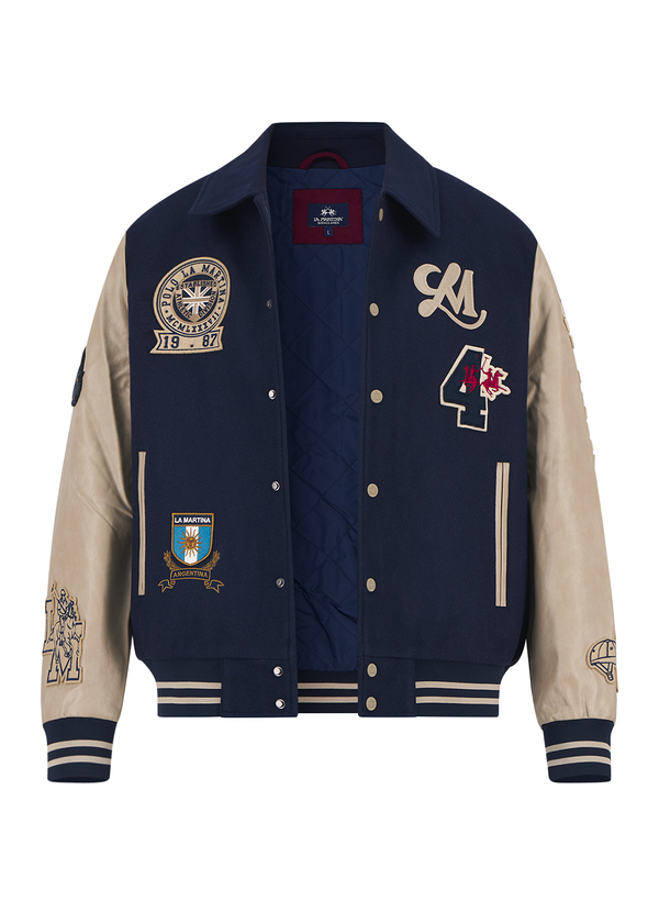 Collegejacke Rigby, Baumwolle-Mikrofaser, navy-beige wattiert