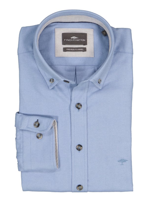Hemd, Flanell, Button-Down, blau