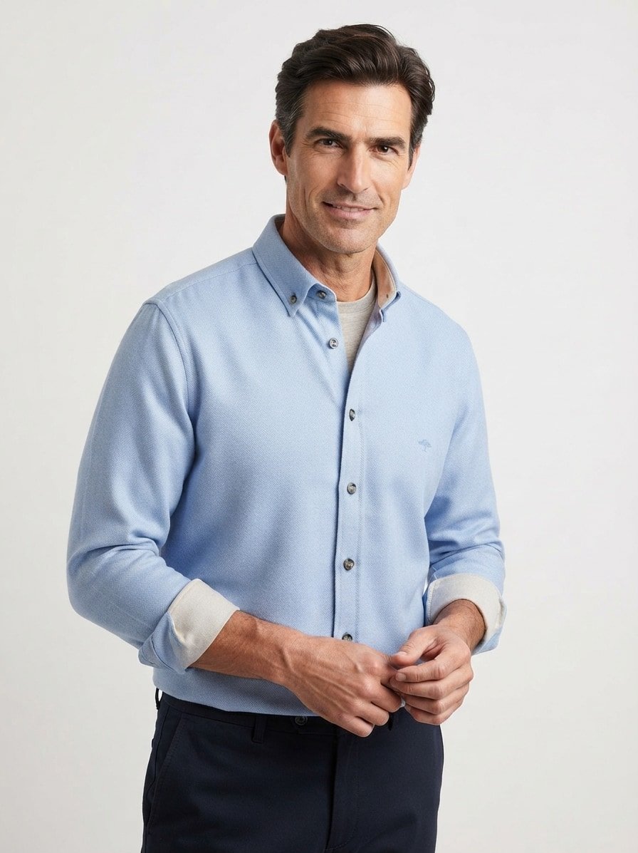 Hemd, Flanell, Button-Down, blau