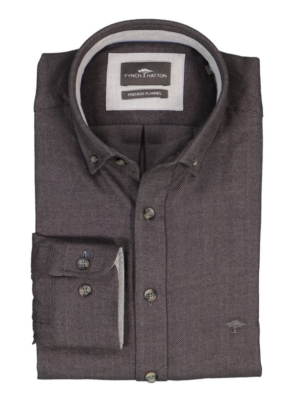 Hemd, Flanell, Button-Down, charcoal