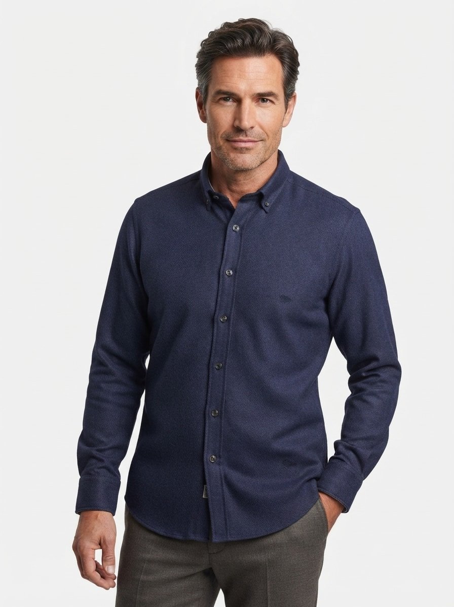 Hemd, Flanell, Button-Down, navy