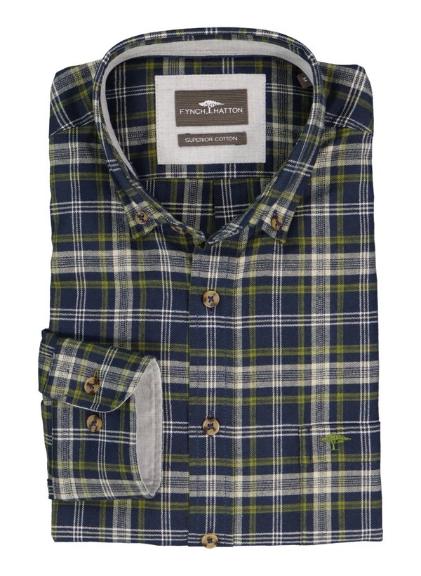 Hemd, Flanell, Button-Down, Brusttasche, navy kariert
