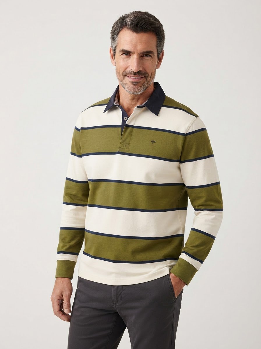 Polo-Shirt, Baumwolle, dunkelgrün-ecru