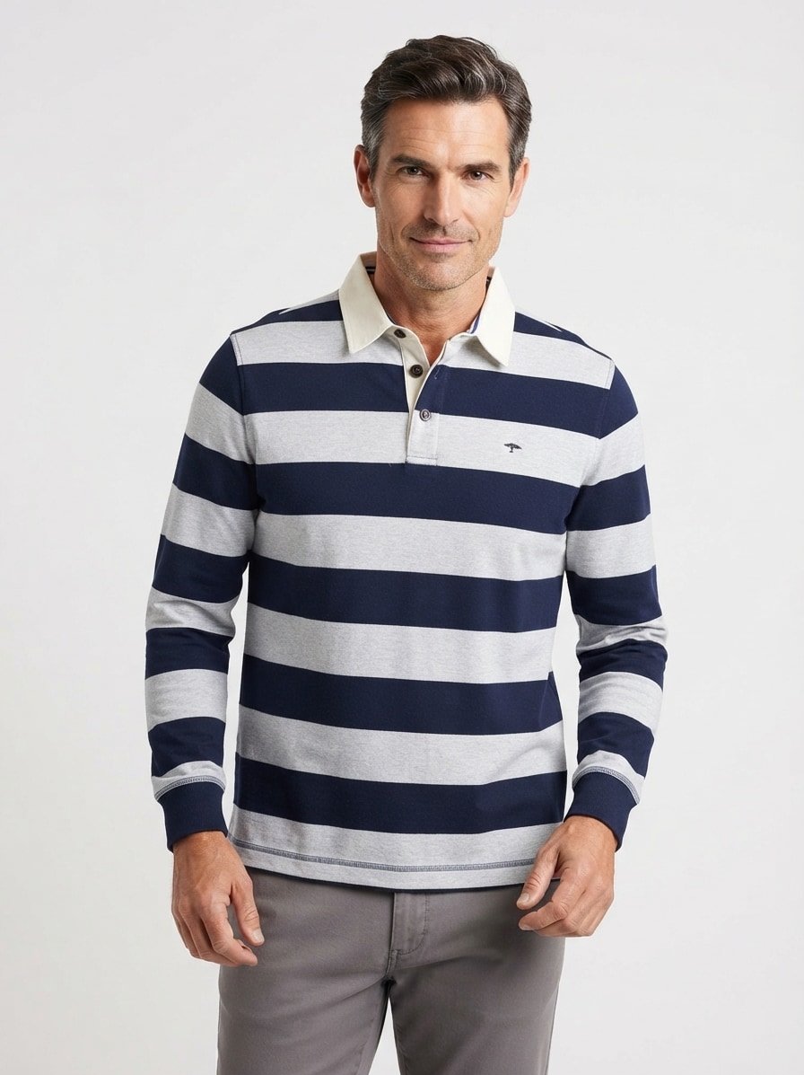 Sweatshirt, Baumwolle, navy-grau gestreift