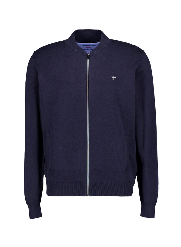 Fynch-Hatton Herren Cardigan blau Baumwolle unifarben