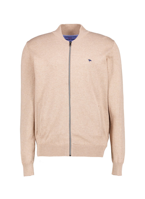 Fynch-Hatton Herren Cardigan beige Baumwolle unifarben