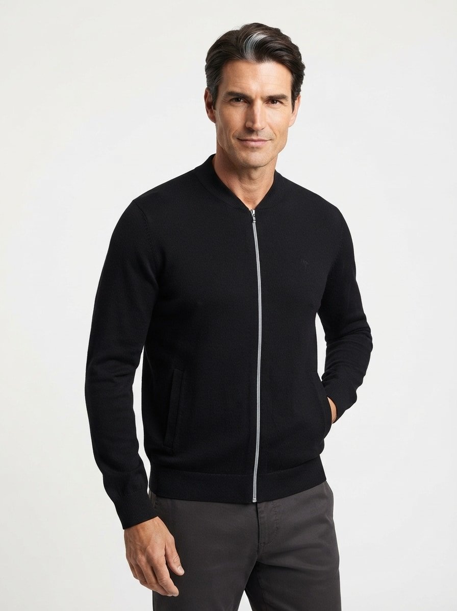 Cardigan, Baumwolle, schwarz