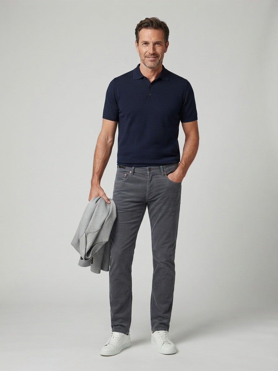 Jeans Grover, Straight Fit, Cord, grau