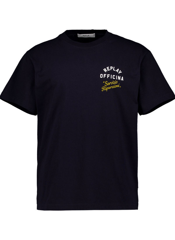 T-Shirt, Baumwolle, mit Rückenprint, dunkelblau