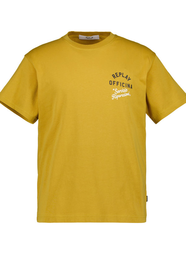 T-Shirt, Baumwolle, mit Rückenprint, senf