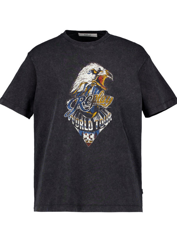 T-Shirt, Baumwolle, mit Rückenprint, anthrazit