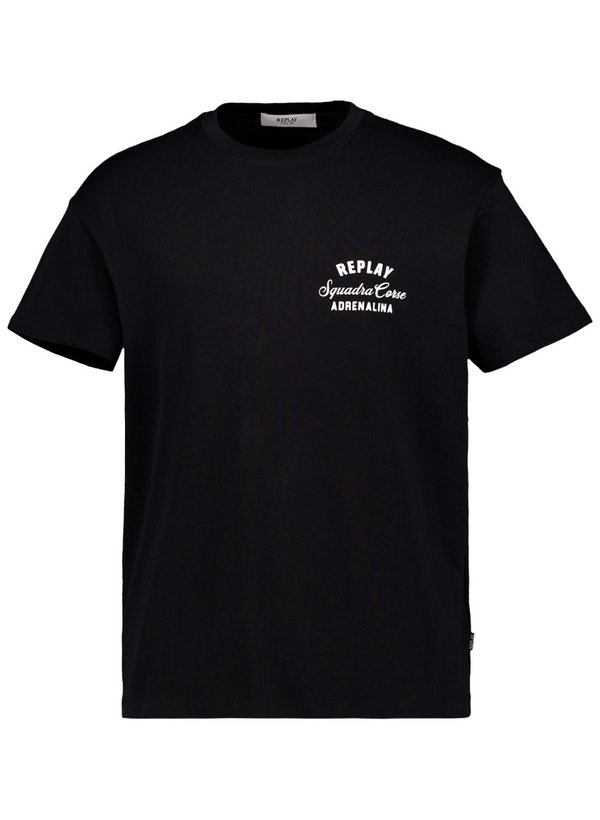T-Shirt, Baumwolle, mit Rückenprint, schwarz