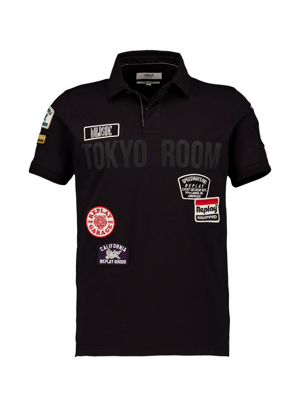 Polo-Shirt, Regular, Piquè-Stretch, schwarz