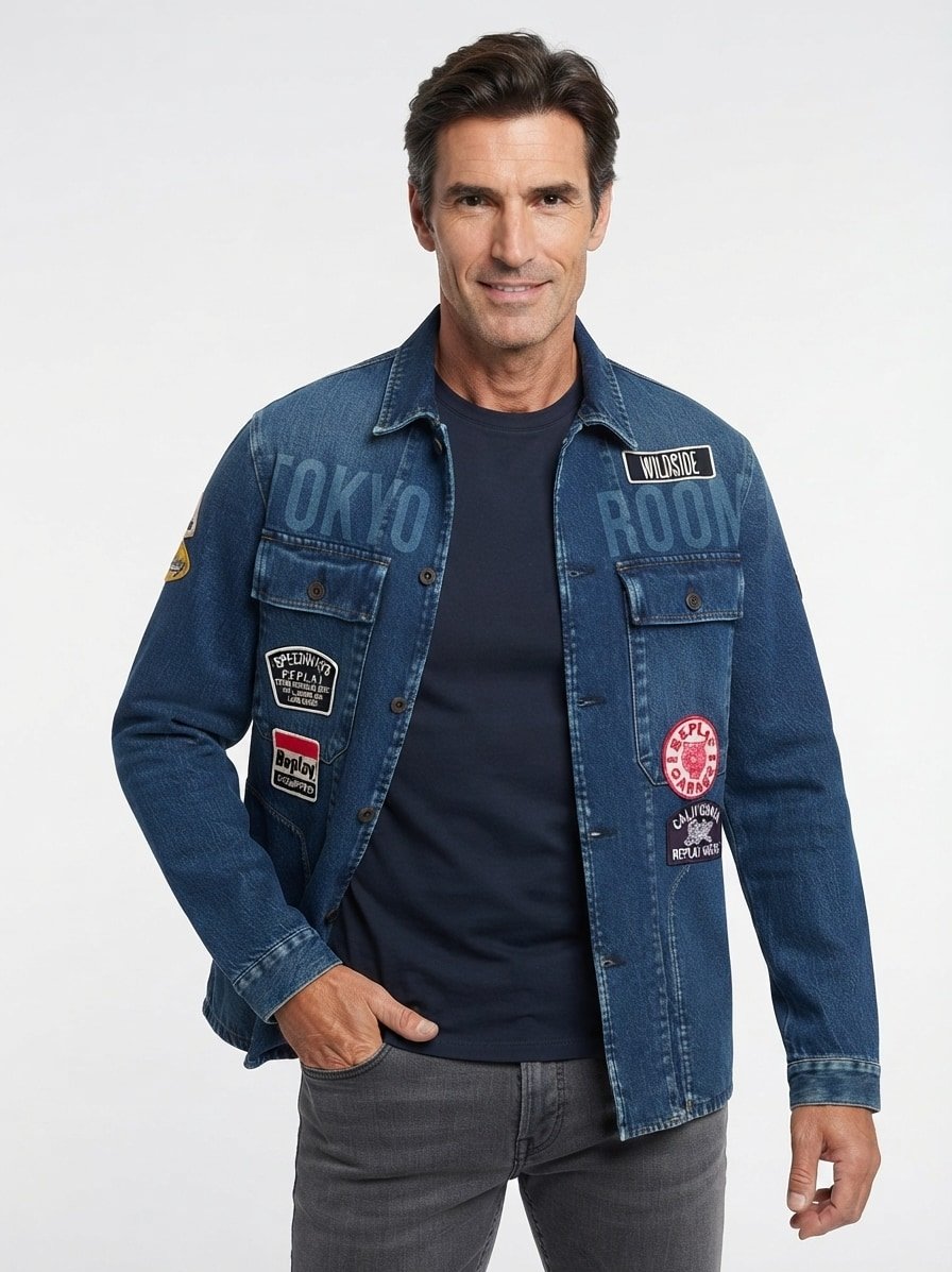 Jeansjacke, Baumwoll-Stretch, blau