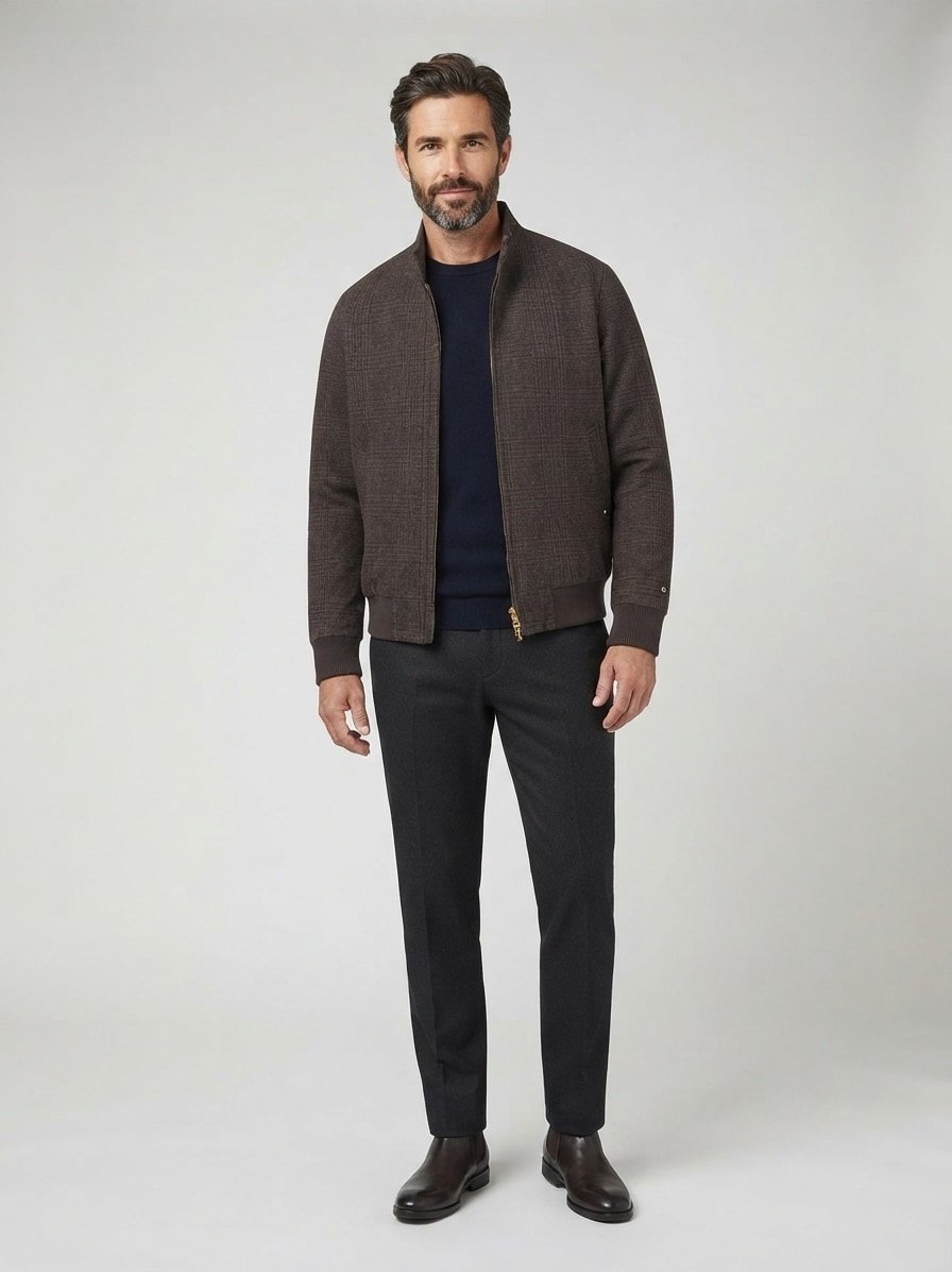 Blouson, Wolle, dunkelbraun kariert