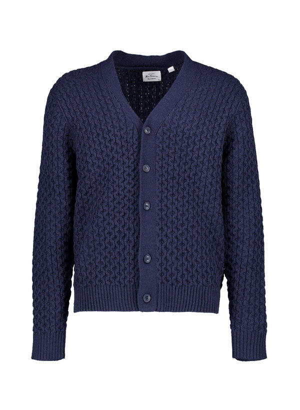 Ben Sherman Herren Cardigan blau Wolle unifarben