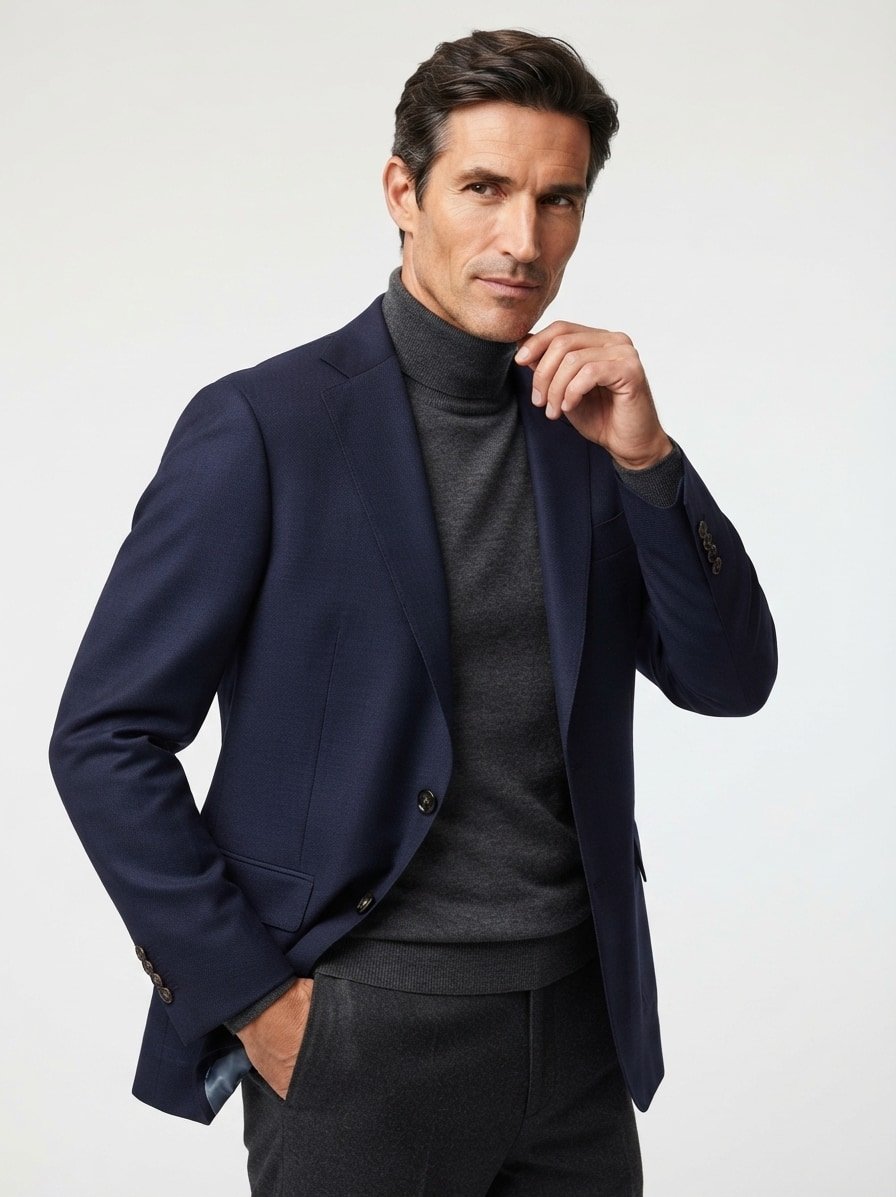 Sakko Steven, Modern Fit, Schurwoll-Stretch, dunkelblau meliert