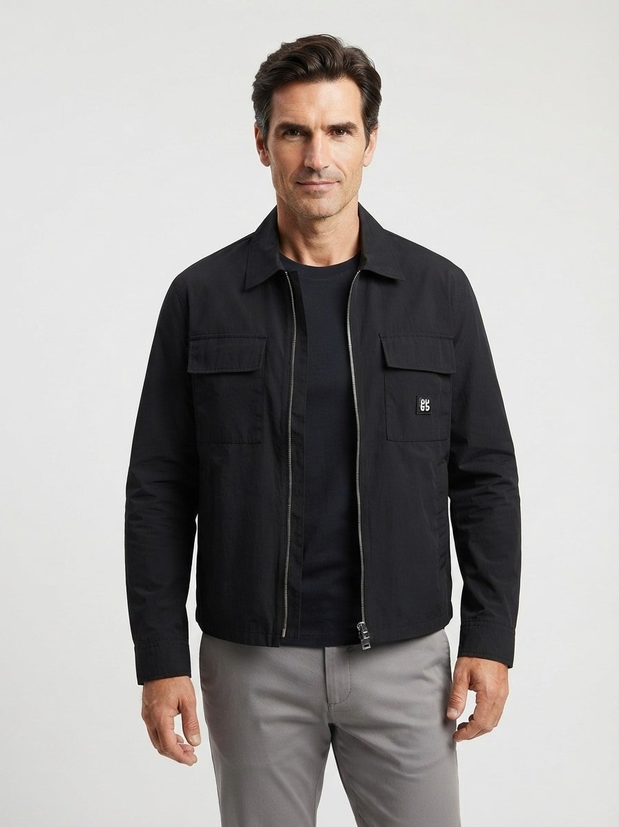 Overshirt, Mikrofaser wasserabweisend, schwarz