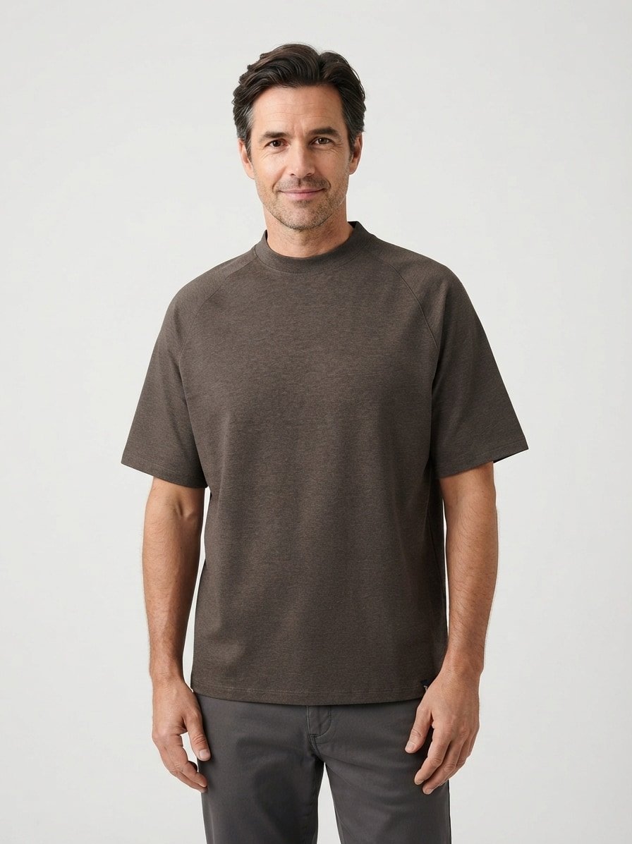 T-Shirt, Regular, B Tech, Stretch-Jersey, dunkelgrün meliert