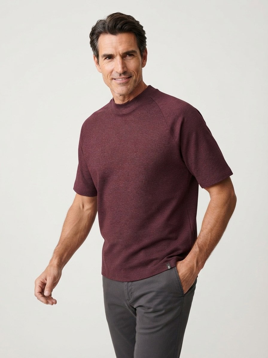 T-Shirt, Regular, B Tech, Stretch-Jersey, dunkelrot meliert