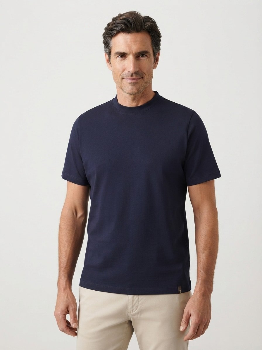 T-Shirt, Supima Baumwolle-Stretch, navy