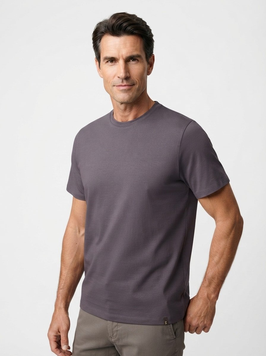 T-Shirt, Supima Baumwolle-Stretch, dunkelgrau