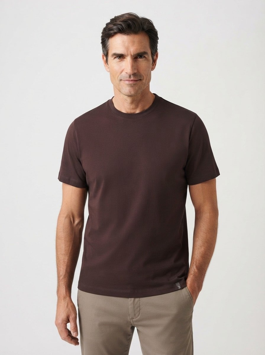 T-Shirt, Supima Baumwolle-Stretch, dunkelbraun