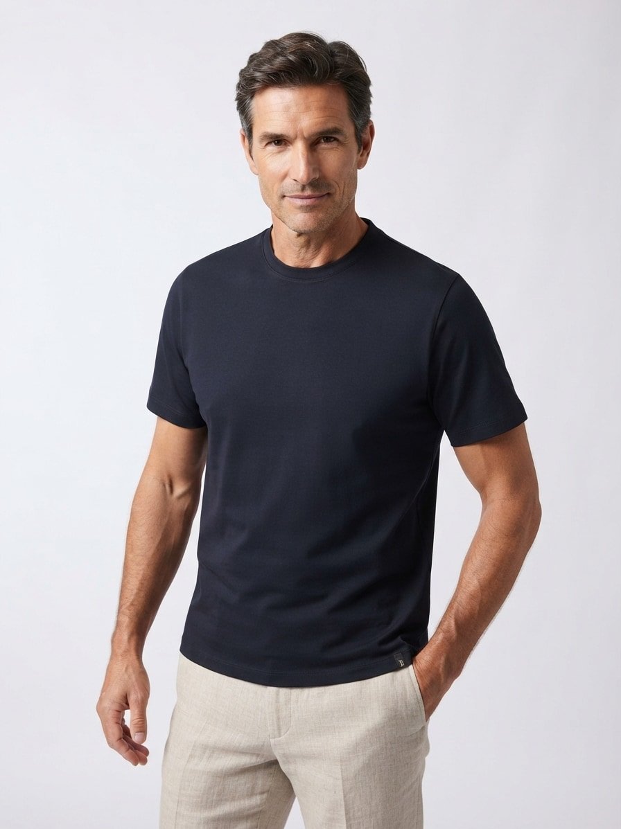 T-Shirt, Supima Baumwolle-Stretch, schwarz