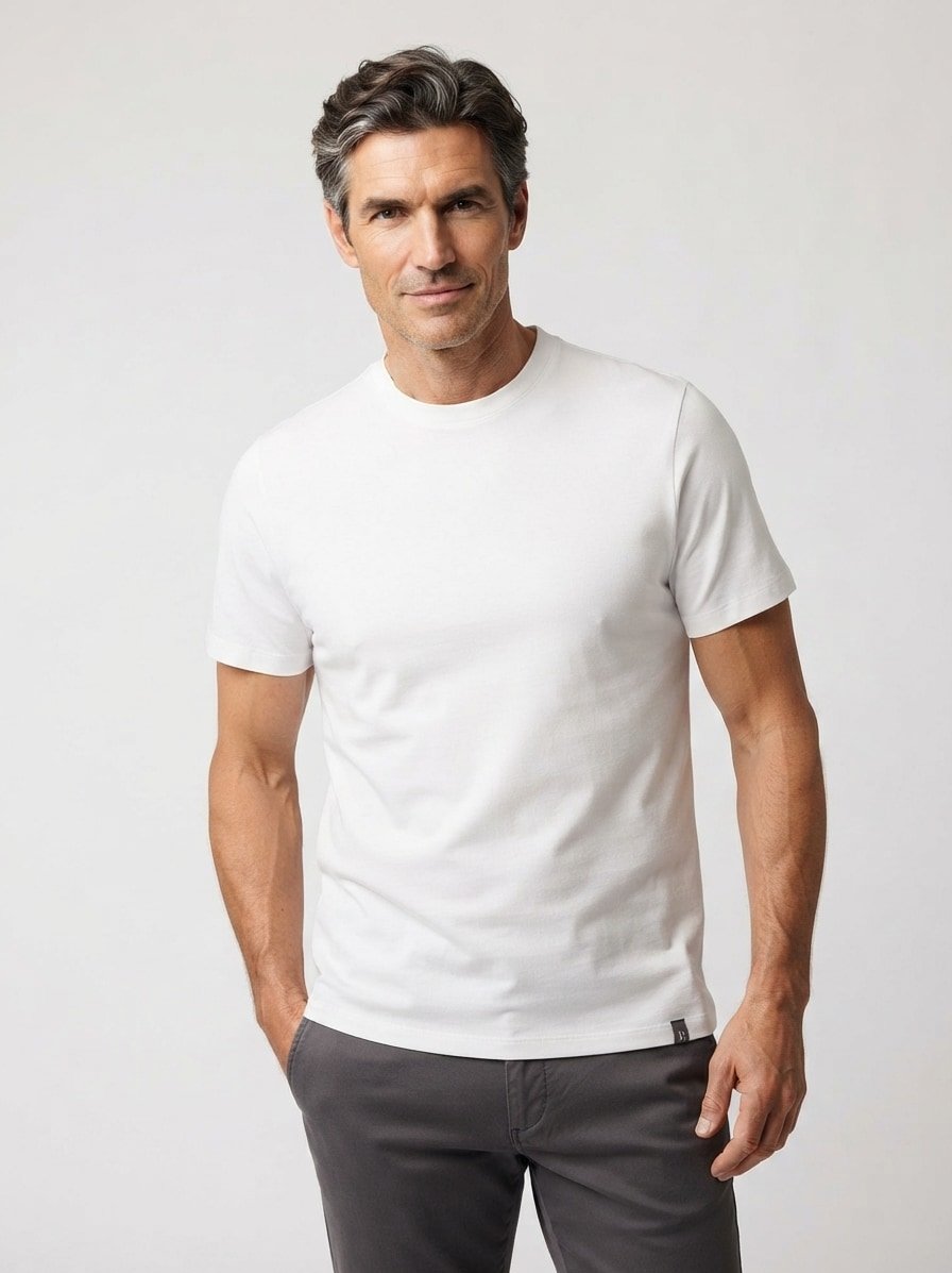 T-Shirt, Supima Baumwolle-Stretch, weiß