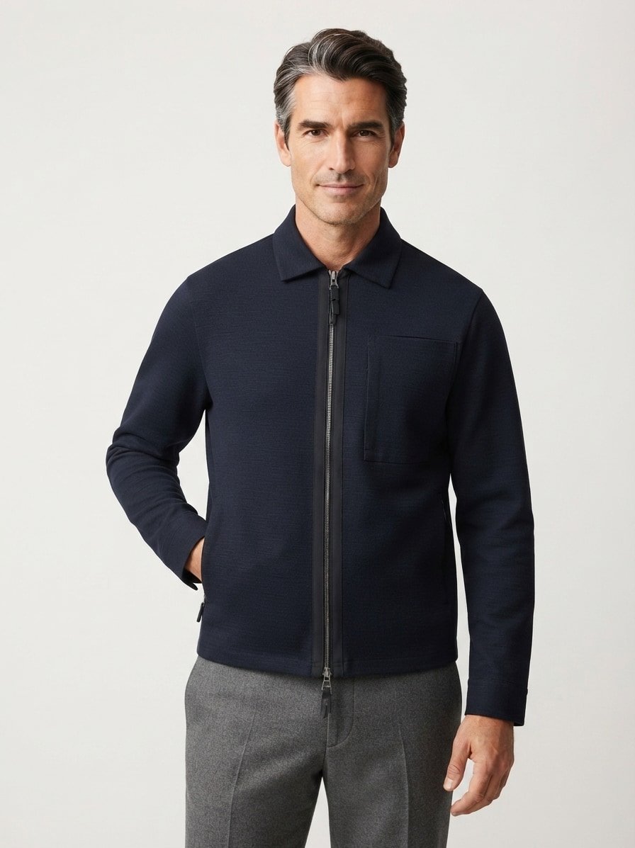 Jacke, Jersey, navy meliert