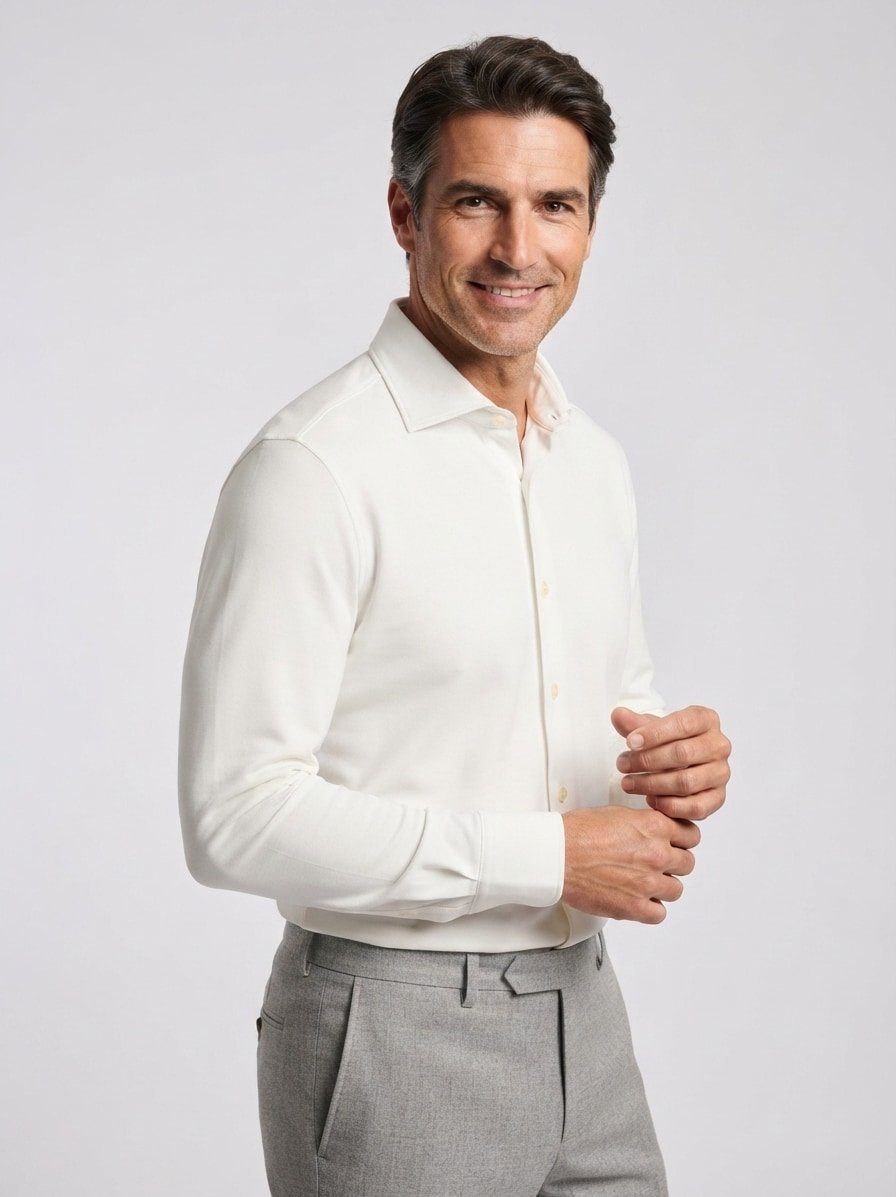 Hemd, Slim Fit, Funktions-Piqué, Kent, weiß