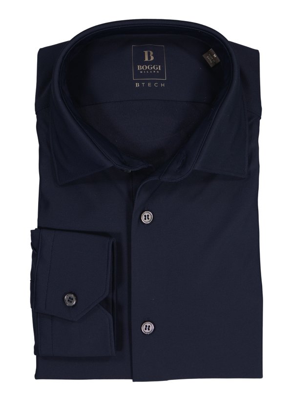 Hemd, Slim Fit, Funktions-Piqué, Kent, navy