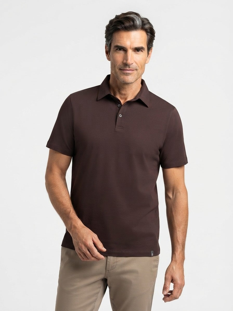 Polo-Shirt, Regular, Baumwoll-Stretch, Jersey, dunkelbraun