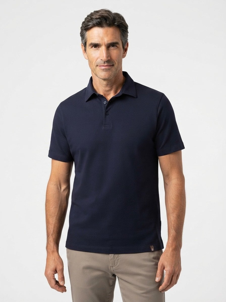 Polo-Shirt, Regular, Baumwoll-Stretch, Jersey, navy