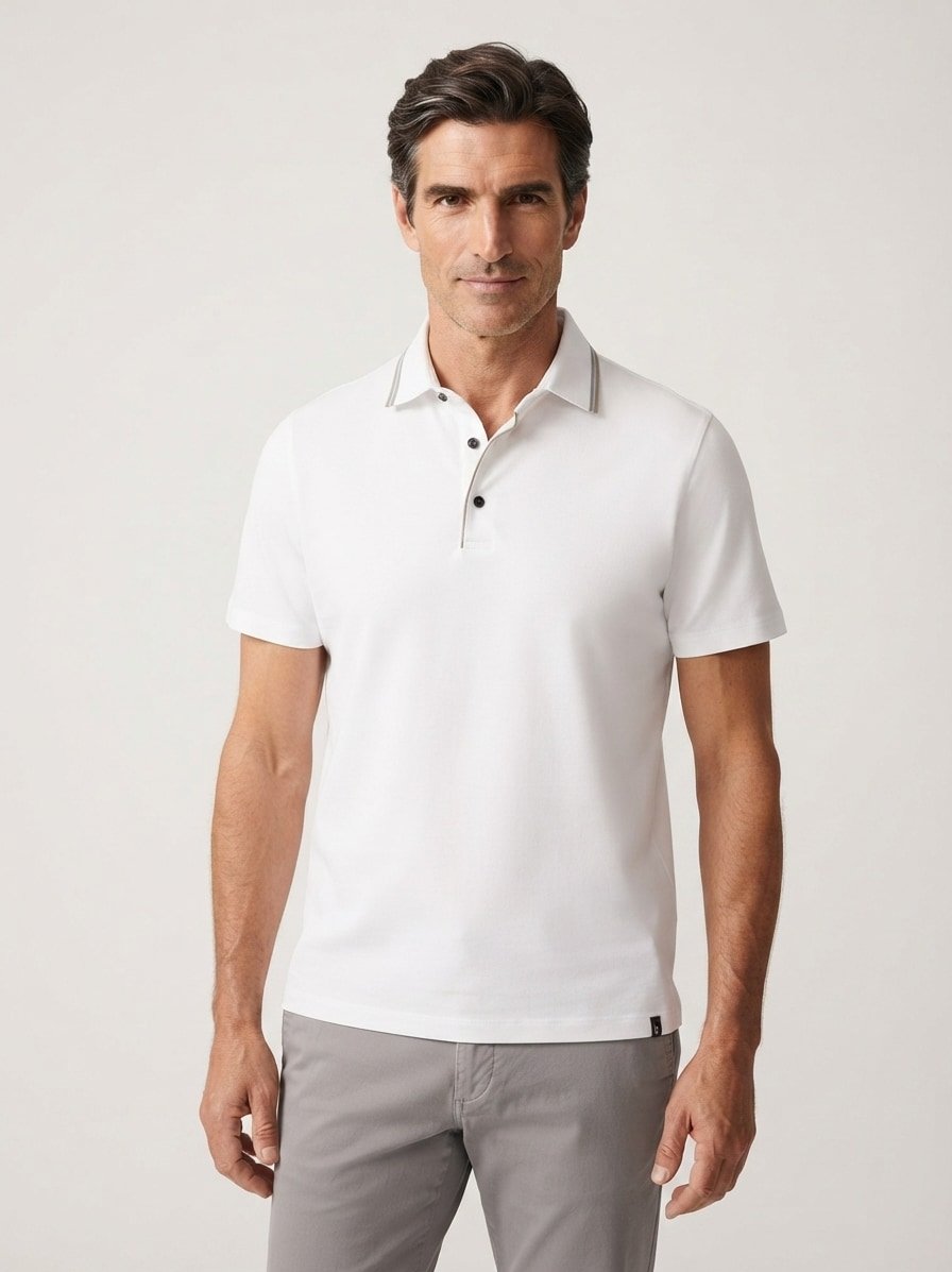 Polo-Shirt, Regular, Baumwoll-Piqué, weiß