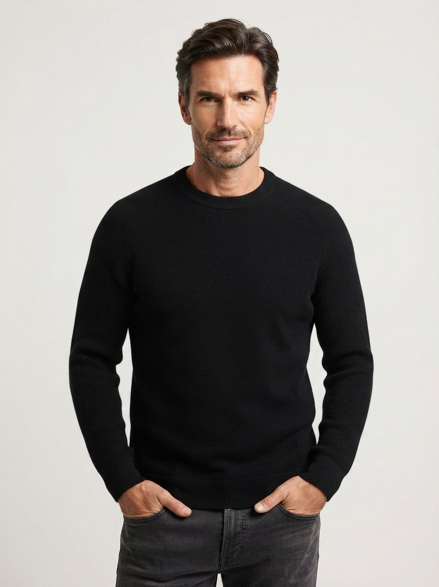 Pullover, Regular, Merinowolle extrafine, schwarz