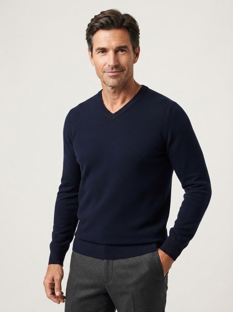 Pullover, Regular, Merinowolle extrafein, navy