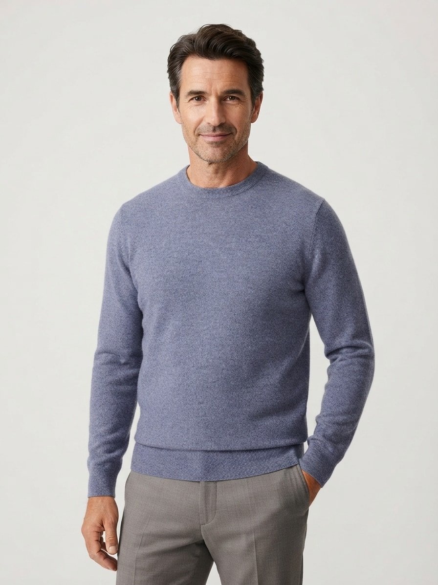 Pullover, Regular, Merinowolle extrafein, hellblau meliert