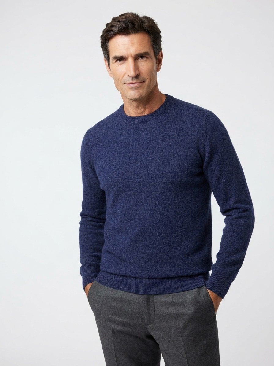 Pullover, Regular, Merinowolle extrafein, indigo meliert