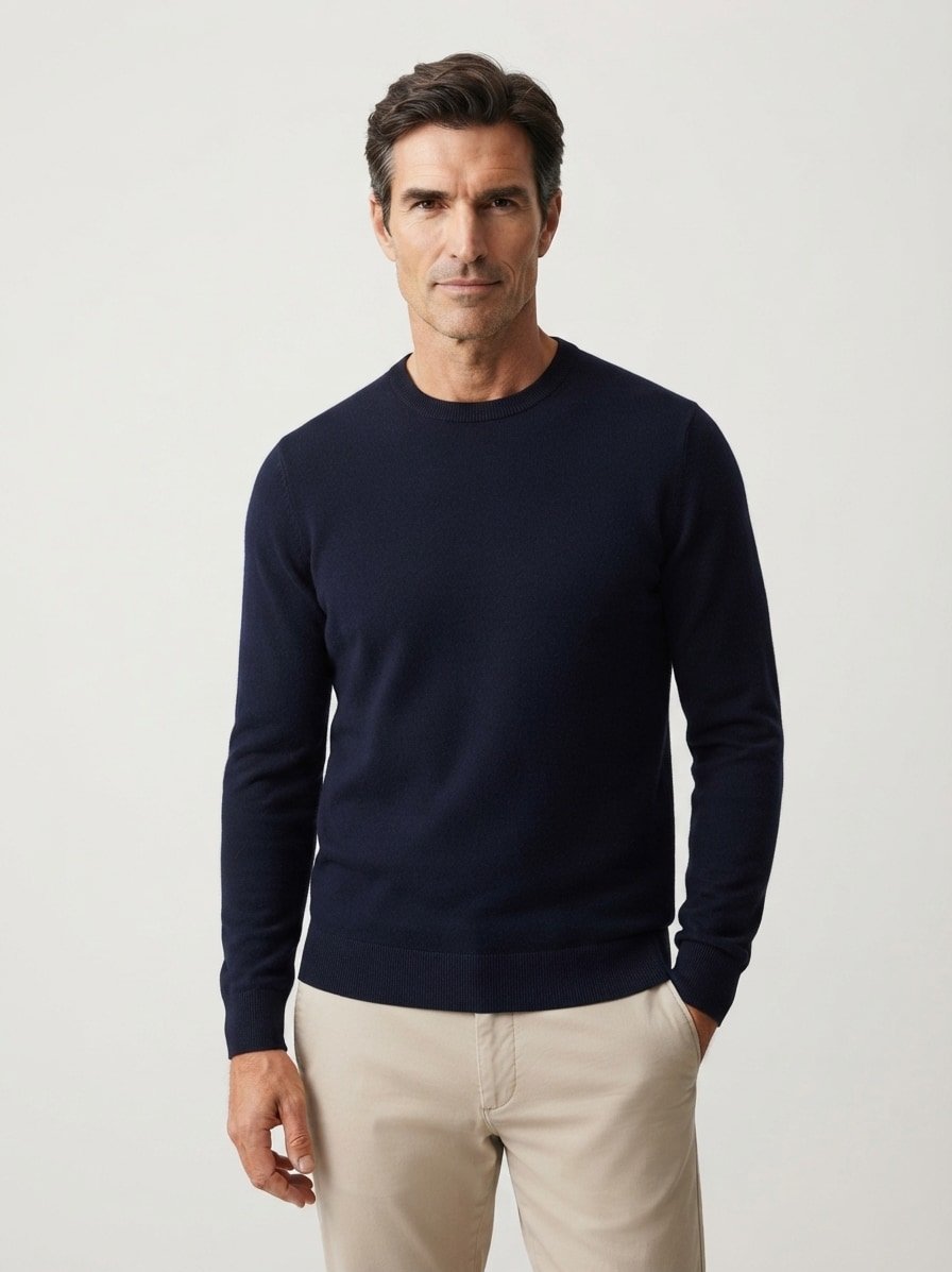 Pullover, Regular, Merinowolle extrafein, navy