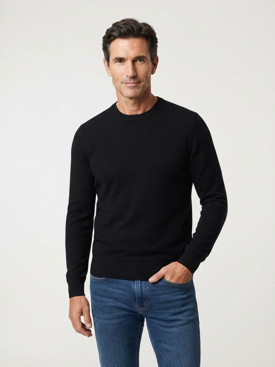 Pullover, Regular, Merinowolle extrafein, schwarz