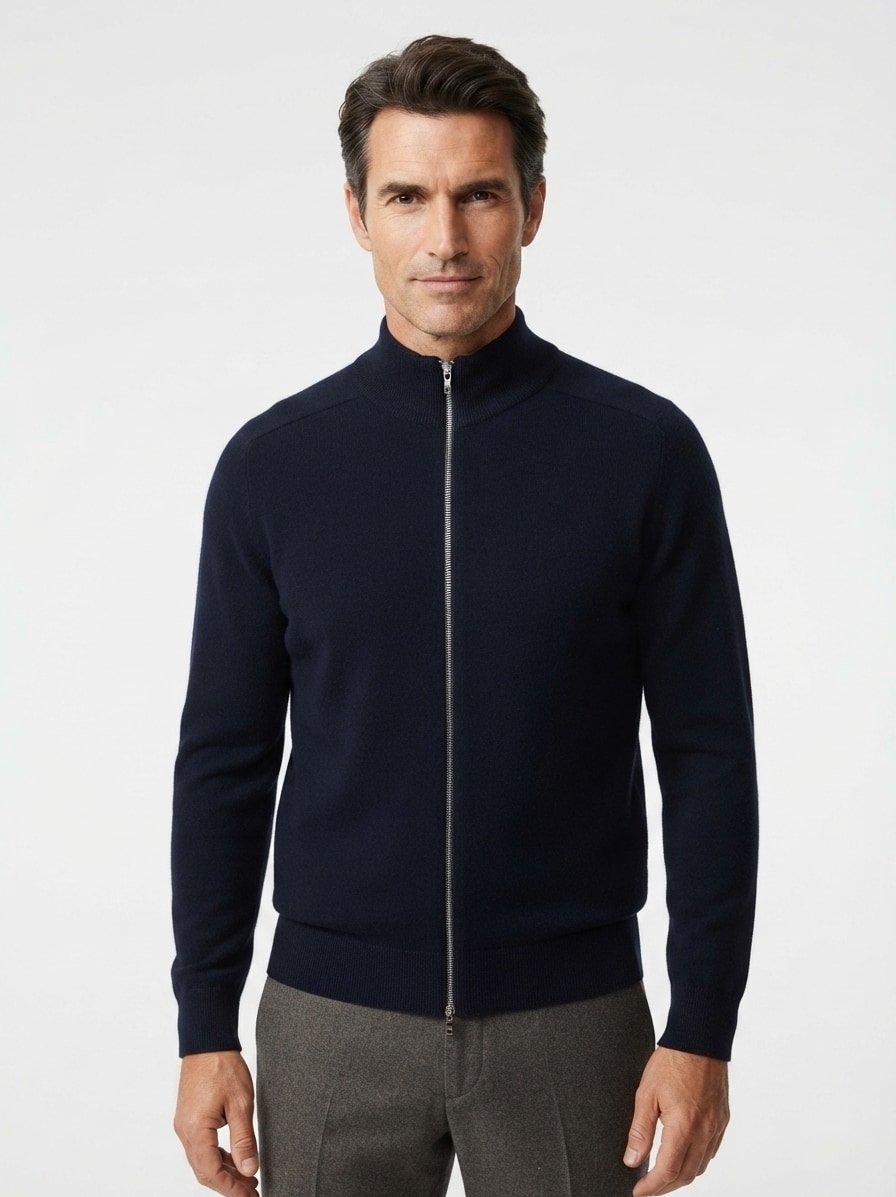 Cardigan, Regular, Merinowolle extrafein, navy