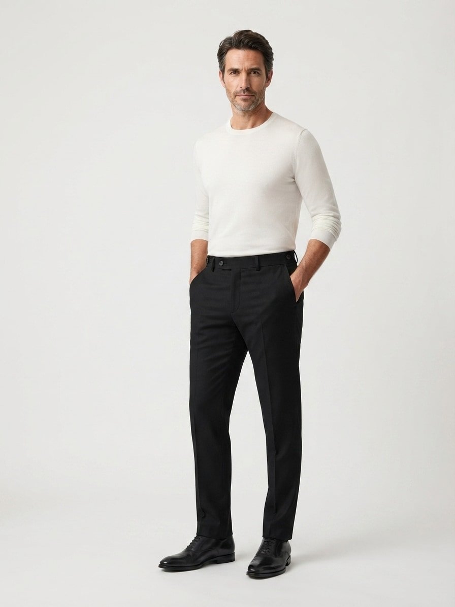 Bundfaltenhose Roberto, Regular Fit, Jersey, schwarz