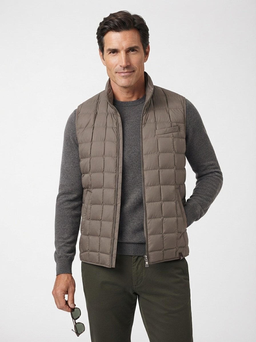 Daunenweste, Mikrofaser, taupe